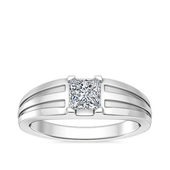 1.00 T.C.W VS1/Color F-G Princess Natural Diamond Beautiful Solitaire Style Engagement Ring for Women Solid 14K White Gold Size 7