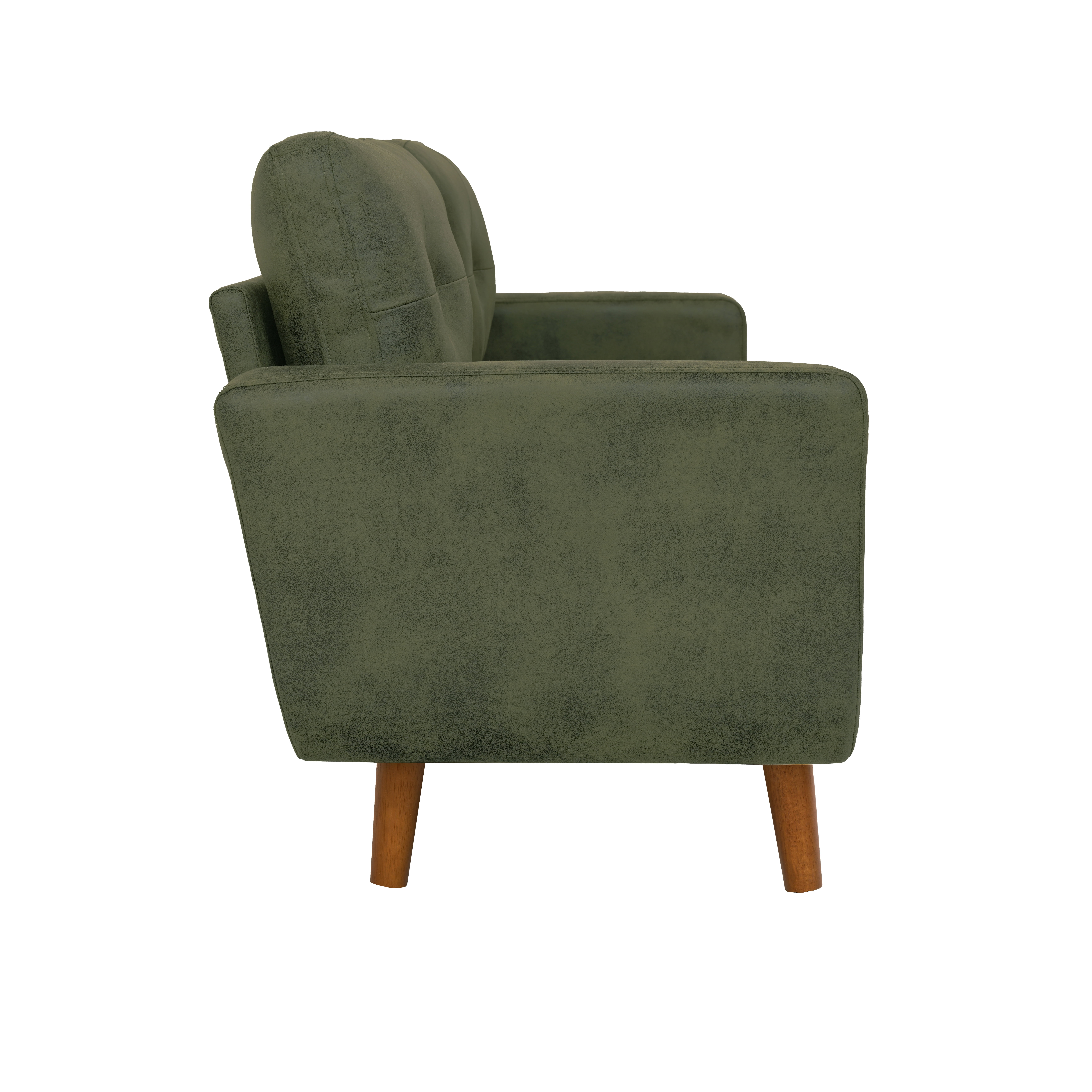 Homy Casa 65 in Mid Century Modern Upholstered 2-Seater Loveseat Sofa for Small Spaces Green