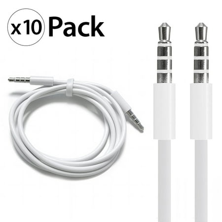 - 10-Pack 3.5Mm Male To Male Audio Cable by FREEDOMTECH 3FT Universal Auxiliary Cord 3.5mm Male to Male Round Audio Aux Cable 3.5mm Connector for iPods iPhones iPads Galaxy Home Car Stereos White