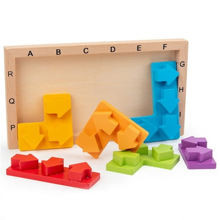 Jeu de blocs de puzzle en bois pour enfants Conception de flèche amusante  Puzzle éducatif Casse-tête jouet