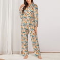 thumbnail image 2 of Balery Falling Pumpkins On Car Conjunto de Pijama con Estampado para Mujer, Conjunto de Dos Piezas con Manga Larga, Ropa de Dormir Suave con Bolsillos, Pijamas Cómodos-Large, 2 of 7