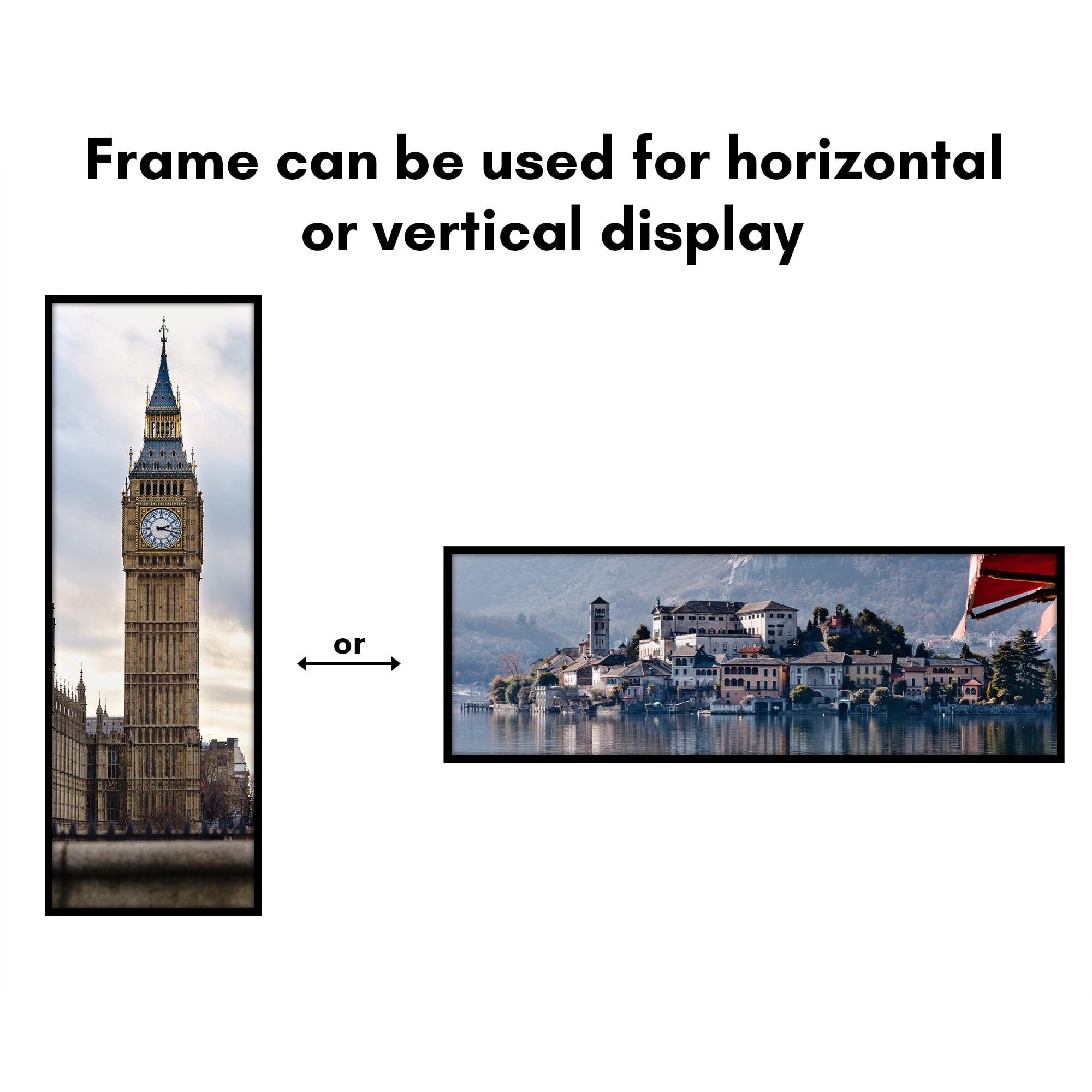 Americanflat 12x36 Picture Frame with Polished Plexiglass Streamline Collection Thin Border Wall - Black