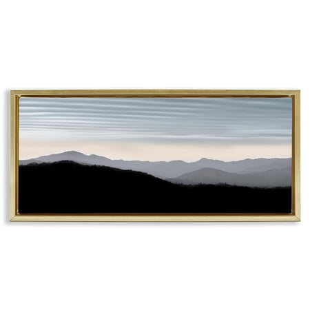 Stupell Industries Mountains with Rippled Sky Landscape & Nature Photography Gold Floater Framed Canvas Art Print Wall Art 31 x 14