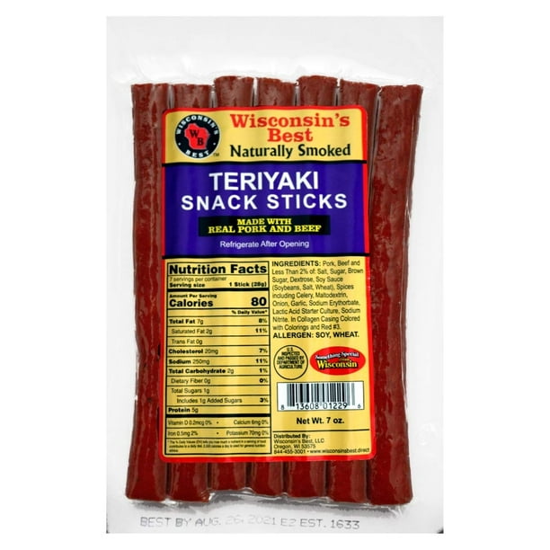 Wisconsin's Best Teriyaki Snack Sticks, 7oz, 1 ct, Shelf Stable