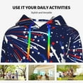 thumbnail image 4 of Uemuo Red White Blue Fireworks 1 Pattern Women's Hoodie with Eye-catching Drawstrings- Casual Pullover Hoodie with Kangaroo Pocket, Stylish Hooded Sweatshirt-Small, 4 of 7