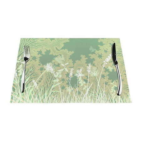 

PUREYAH Table Placemats Set of 1 Washable Heat Resistant Background Floral Grass Table Decorations Placemats for Dining Room Kitchen