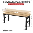 thumbnail image 2 of 72"×24"Adjustable Workbench with Power Outlet and Lockable Wheels, Rubber Wood Top Work Desk with Hook, Easy Assembly, Work Bench for Workshop, Office, Garage, Home, Black, 2 of 8