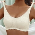 thumbnail image 2 of Fsqjgq Sports Bras for Women Plus Size Lace Embroidered Large Bust Sleep Underwear Comfort Seamless Full Coverage Push Up Wireless Bras Tops White Size XXL, 2 of 4