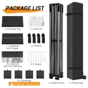 SANOPY 10x10 FT Heavy Duty Pop up Canopy , Commercial Canopy Tent, Adjustable Height Party Tent with 4 Removable Sidewalls, 4Sandbag,Rollerbag, Black