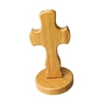 thumbnail image 2 of Adorno de cruz de madera con base de Jesús, Santa Cruz, arte decorativo, colección, regalo Base redonda, 2 of 8