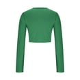 thumbnail image 4 of Srogem Women's Stretchy Cropped Shirts Sexy Long Sleeve Crop Top 2024 Crew Neck Basic Fitted Tight Cropped T Shirts, 4 of 5