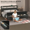 thumbnail image 6 of Bed Frame Queen Size with Starry Sky Lights and Charging Station, Upholstered Platform Bed with Storage Ottoman, Black, 6 of 9