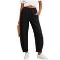 thumbnail image 2 of FengLS Womens Casual Pants Elastic High Waist Pants with Pockets Comfortable Lounge Trousers Solid Color Daily Sweatpants, 2 of 7
