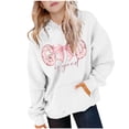 thumbnail image 2 of Sudadera con capucha para niña, con estampado de color, manga larga, informal, deportiva, con capucha, manga larga, sudadera con capucha, top con inserciones en los hombros, blusa de poliéster para ni, 2 of 7