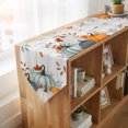 thumbnail image 4 of Teal Orange Pumpkins Fall Table Runner Linen Burlap Table Runner 90 Inches Long Thanksgiving Leaves Grey Wooden Dresser Scarves for Kitchen Island Coffee Dining Room Party Holiday Decoration 13"x90", 4 of 8