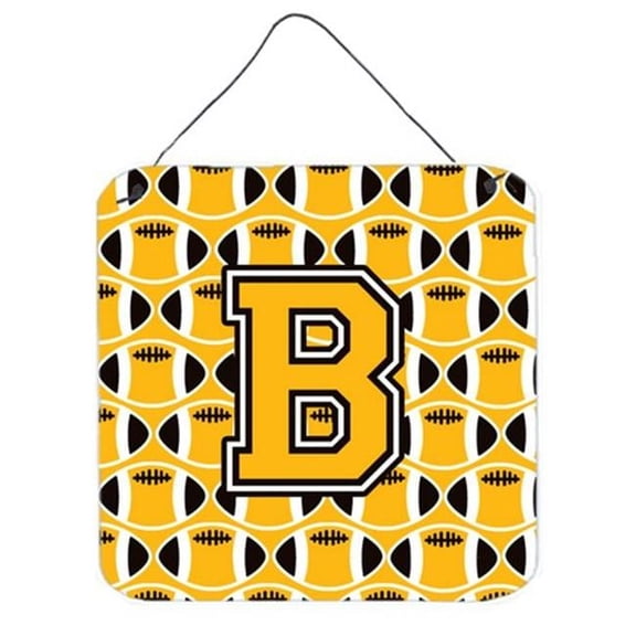 Letter B Football Black, Old Gold & White Wall or Door Hanging Prints