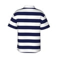 thumbnail image 4 of Xecao Navy Blue And White Stripes print Hawaiian shirt - a stylish short-sleeve button-down for men, perfect for casual beach and tropical outings., 4 of 9