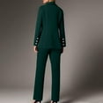 thumbnail image 4 of Women's 2 Piece Business Casual Outfits Long Sleeve Double Breasted Suit Blazers and Straight Leg Dress Pants Sets (L, Army Green), 4 of 5