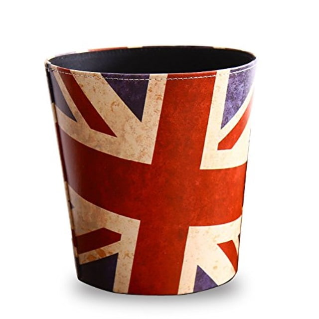 Kiaotime Waste Bin Vintage Decorative British London Flag Design Waste Paper Basket For Bedroom Kitchen Bathroom Office Or Studio Trash Can