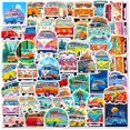 thumbnail image 1 of Pegatinas de vinilo Flower Power Bus con dibujos animados, hippie, furgoneta, 50 unidades, 1 of 2