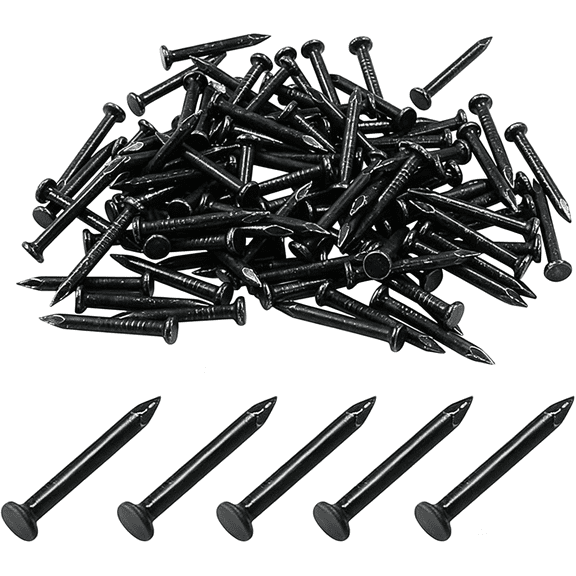 XIBUFE Hardware Nails, 1" Flat Head Steel Long Nails Hardware Black Finishing Nail, Wall Hanging Nail for Picture Hanging, Wood, Wall, Plaster Concrete Art Frame (100Pcs)