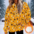 thumbnail image 2 of Frostluinai Womens Oversized Sherpa Pullover Hoodie with Pockets Fuzzy Fleece Sweatshirt Halloween Ghosts Print Fluffy Hooded Sweatshirts, 2 of 7