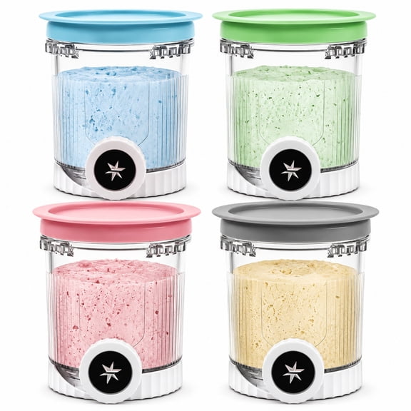 INSMART 4 Pack CREAMi Swirl Pints and Lids for Ninja NC700 Series, Reusable Replacement Containers, Dishwasher Safe