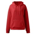 thumbnail image 5 of Sweat Shirts For Womens Women's Solid Sweatshirt Ladies' Fashionable And Casual Solid Color Round Neck Long Sleeved Pocket Sweatshirt And Hoodie, 5 of 5