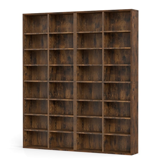 Costway 1 PCS 16-Cube Bookcases CD Storage Rack 54" Freestanding Display Cabinet with 12 Adjustable Shelves Brown