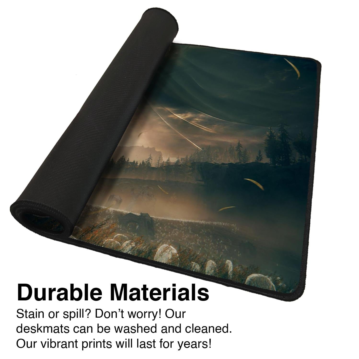 Dark Fantasy Gaming Mouse Pad, Epic Knight and Castle Design, Extended Desk Mat