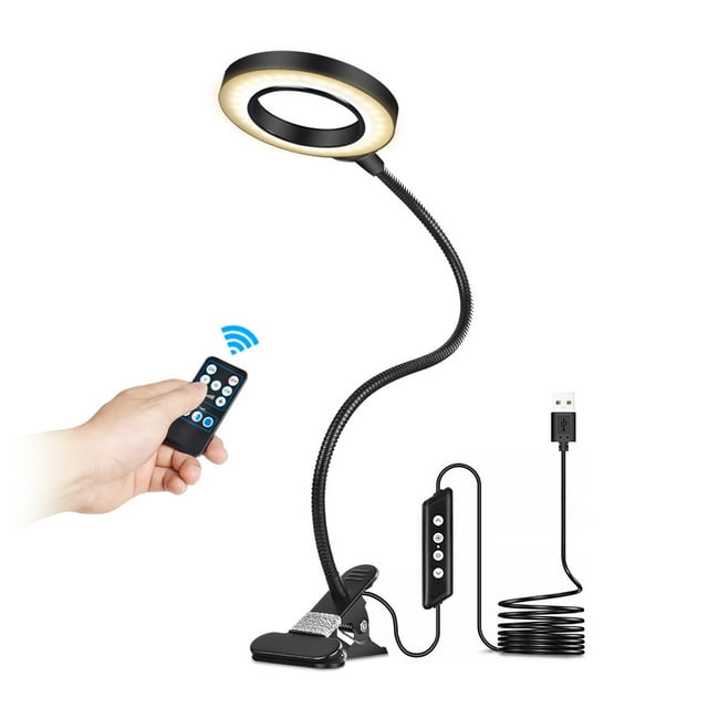 Lupa 3X con luz, lámpara de lectura con clip de 8 W, 3 modos de color, 10 niveles de brillo, cuello de cisne ajustable 360°, lámpara de aumento con clip para escritorio, mesita de noche, lectura y oci