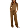 thumbnail image 2 of LEKWK Lounge Sets for Women Crewneck 3/4 Sleeve Top and Elastic Waist Pants Casual Sleepwear Pajamas Fall Winter 2 Piece Loungewear, 2 of 8