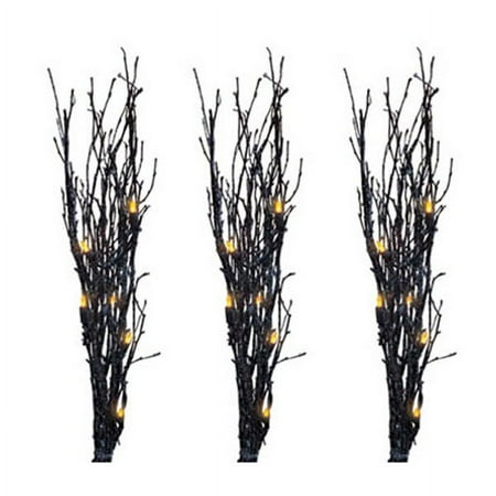 NOMA/INLITEN-IMPORT Halloween Light Twigs, Orange/Black Glitter, 3-Pc. V37014