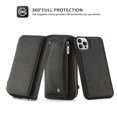 thumbnail image 3 of Decase PU Leather Zipper Wallet iPhone11pro case,Cover Stand Flip Cover with Card Slot Detachable Magnetic Zipper Wallet Strap Wrist Strap for iPhone 11 Pro,Black, 3 of 10