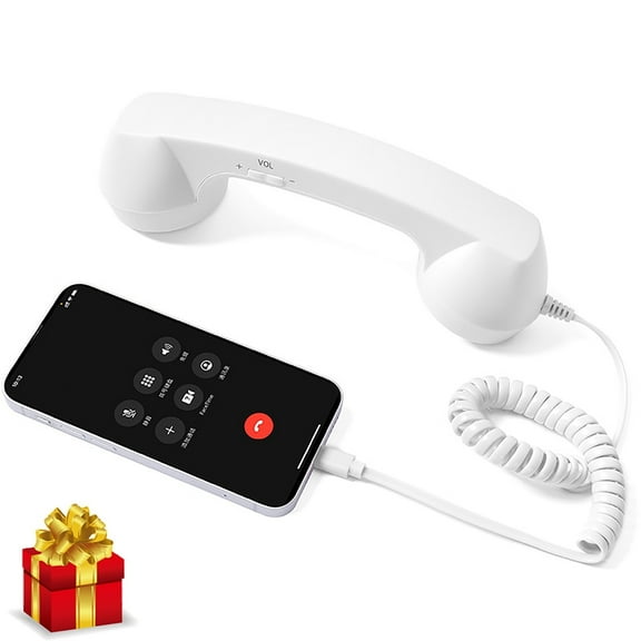 Retro Phone Handset, Phone Receiver for iPhone, Type-C Retro Telephone Wired Handset Style Landline Handle Receiver for Cell Mobile Video Conferences, Calls, Meetings