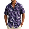 thumbnail image 2 of Yaoyar Men's Vibrant Hawaiian Print Short Sleeve Camp Collar Shirt Breathable Lightweight Summer Vacation Tee, 2 of 5