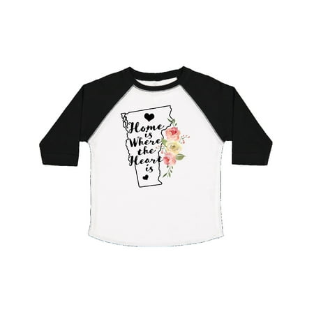 

Inktastic Vermont Home is Where The Heart is with Watercolor Floral Gift Toddler Toddler Girl T-Shirt