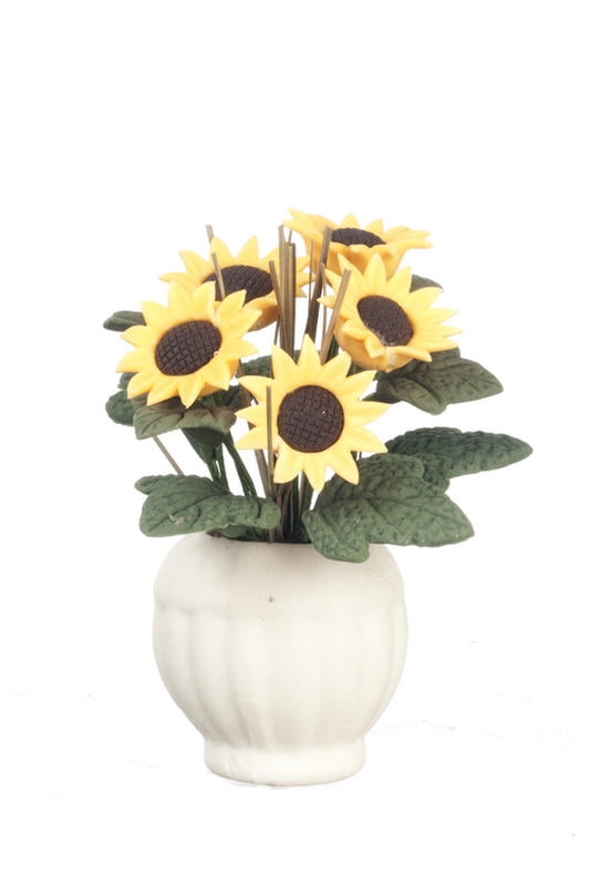 Miniature Dollhouse FAIRY GARDEN ~ Sunflower Flowers Centerpiece Planter Pot NEW 