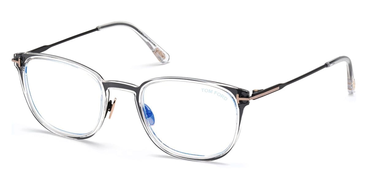 Tom Ford FT5694-B Full Rim Square Shiny Blackand Crystal Eyeglasses -  