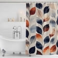 thumbnail image 3 of Xipuska Navy Blue Burnt Orange Botanical Shower Curtain - Water Repellent Fabric Shower Curtains Washable, Vintage Leaves Decorative Polyester Cloth Bathroom Curtains Modern Bath Decor 36"x72", 3 of 6
