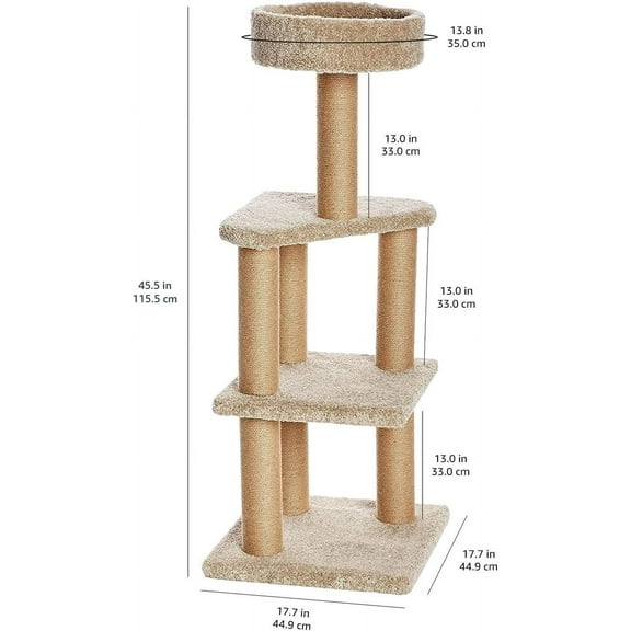 Indoor Tree with Scratching Posts, Large Multi-Level Climbing Tower for Cats - Beige