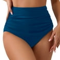 thumbnail image 1 of ManxiVoo Bas de Maillot de Bain Taille Haute Femmes Rétro Confort Extensible Séchage Rapide Plage Piscine Taille TG Bleu Foncé, 1 of 7