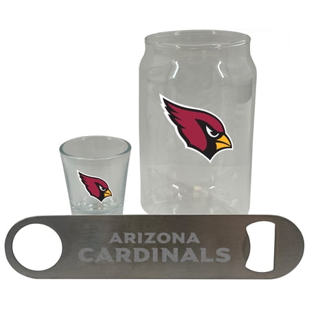 The Memory Company Arizona Cardinals Three-Pack Beer Glass 2oz. Shot Glass & Bottle Opener Set