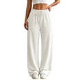 thumbnail image 2 of Nestiefly Baggy Sweatpants for Women Fleece Wide Leg Low Rise Drawstring Pants Elastic Waist Fall Winter Joggers Sweat Shirts White 2XL, 2 of 10