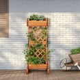 thumbnail image 4 of Costway Jardinière à 2 Niveaux, Bac de Jardin Surélevé Vertical en Bois avec Treillis, 4 of 10