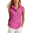 thumbnail image 2 of Noric Women's Cotton Linen Tank Tops Collared Button Up Casual Summer Loose Fit Sleeveless Tops, 2 of 8