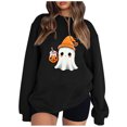 thumbnail image 2 of Pisexur Chandail en Molleton d'Halloween pour Femmes, Chandail en Molleton Décontracté en Polaire, Manches Longues, Col Rond, Mode Citrouille, Chandails en Molleton Graphiques, Chandails à Capuchon d'Halloween, Pull, 2 of 4