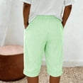 thumbnail image 7 of Endives Womens Linen Pants Striped Print Elastic High Waisted Casual Beach Shorts Cropped Pant With Pockets, 7 of 7