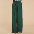 thumbnail image 2 of Pantalones de piernas anchas para mujer con cinturón de cintura elástica, pantalones largos sól Irfora Pantalones de mujer, 2 of 5