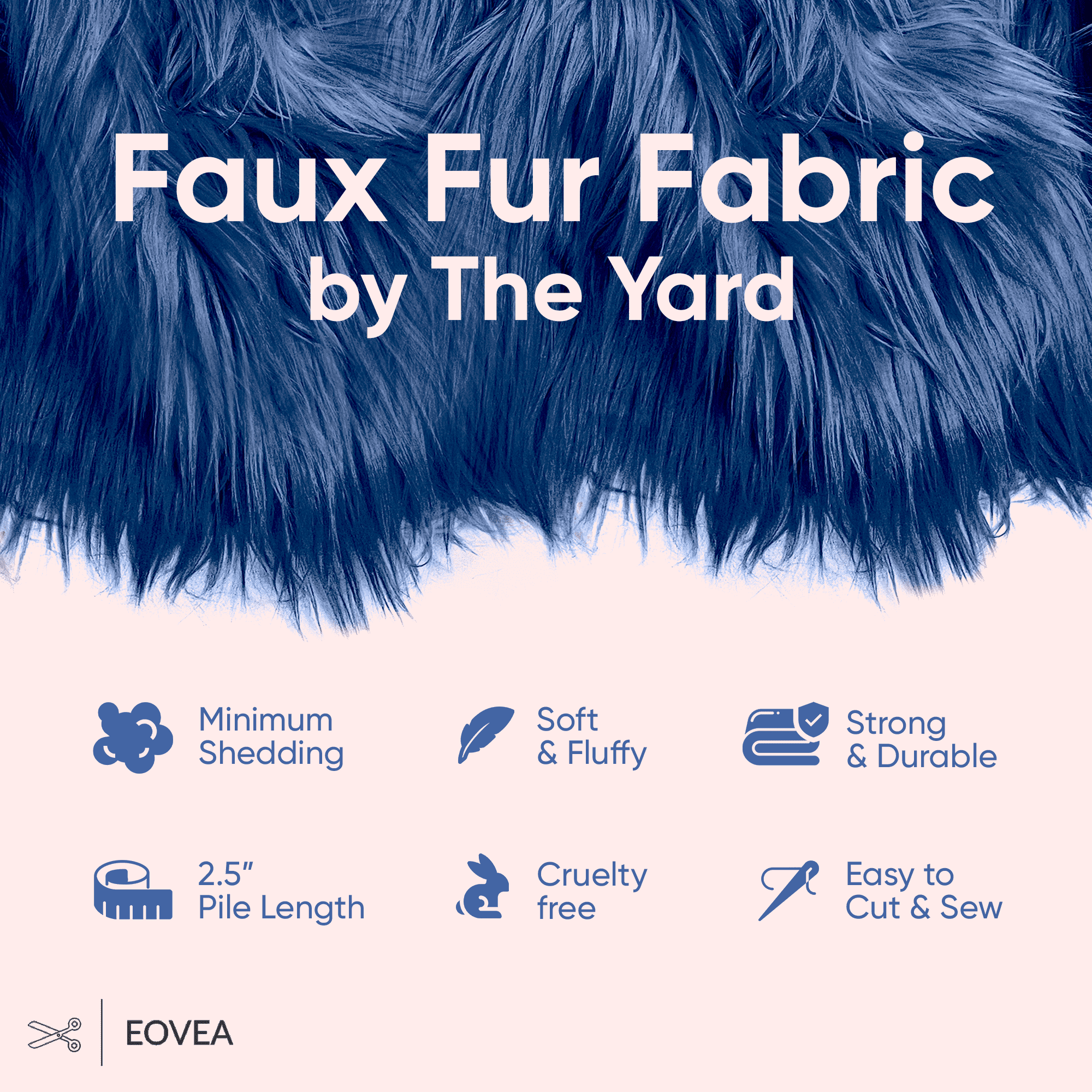 EOVEA Shaggy Faux Fur Fabric by The Yard - 180" X 60" Inch - Long Pile Fur - Fake Fur Materials - Soft & Fluffy Craft Fabric Supplies for DIY Arts & Crafts, Apparel, Costumes, Rugs